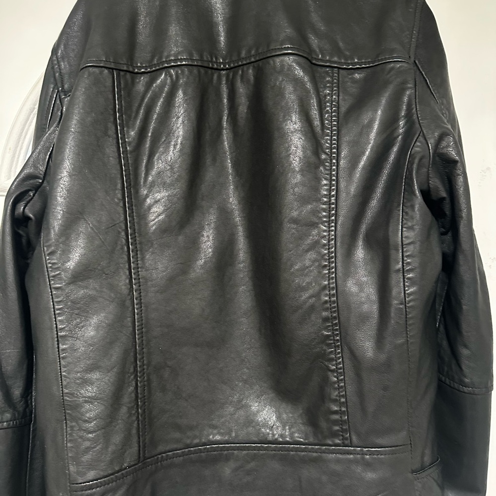 AllSaints Renzo Lamb Leather Biker Jacket Men’s Large Color Black. - Picture 8 of 11